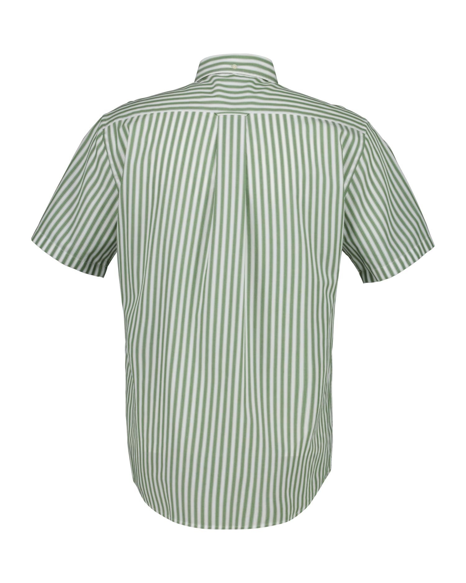 Reg Classic Poplin Stripe Ss Shirt Herb Green