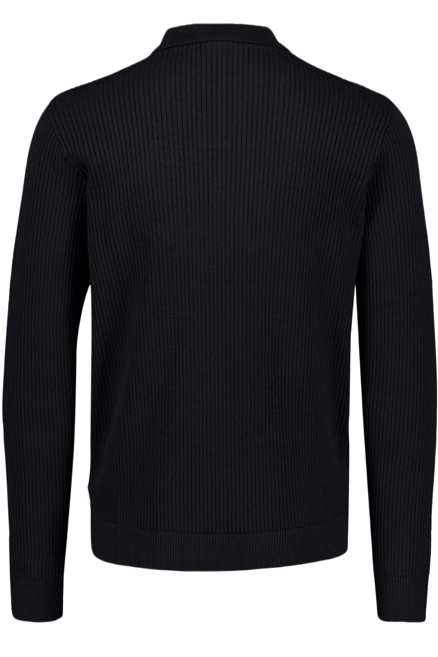 Ribbed L/s V-Neck Polo Black