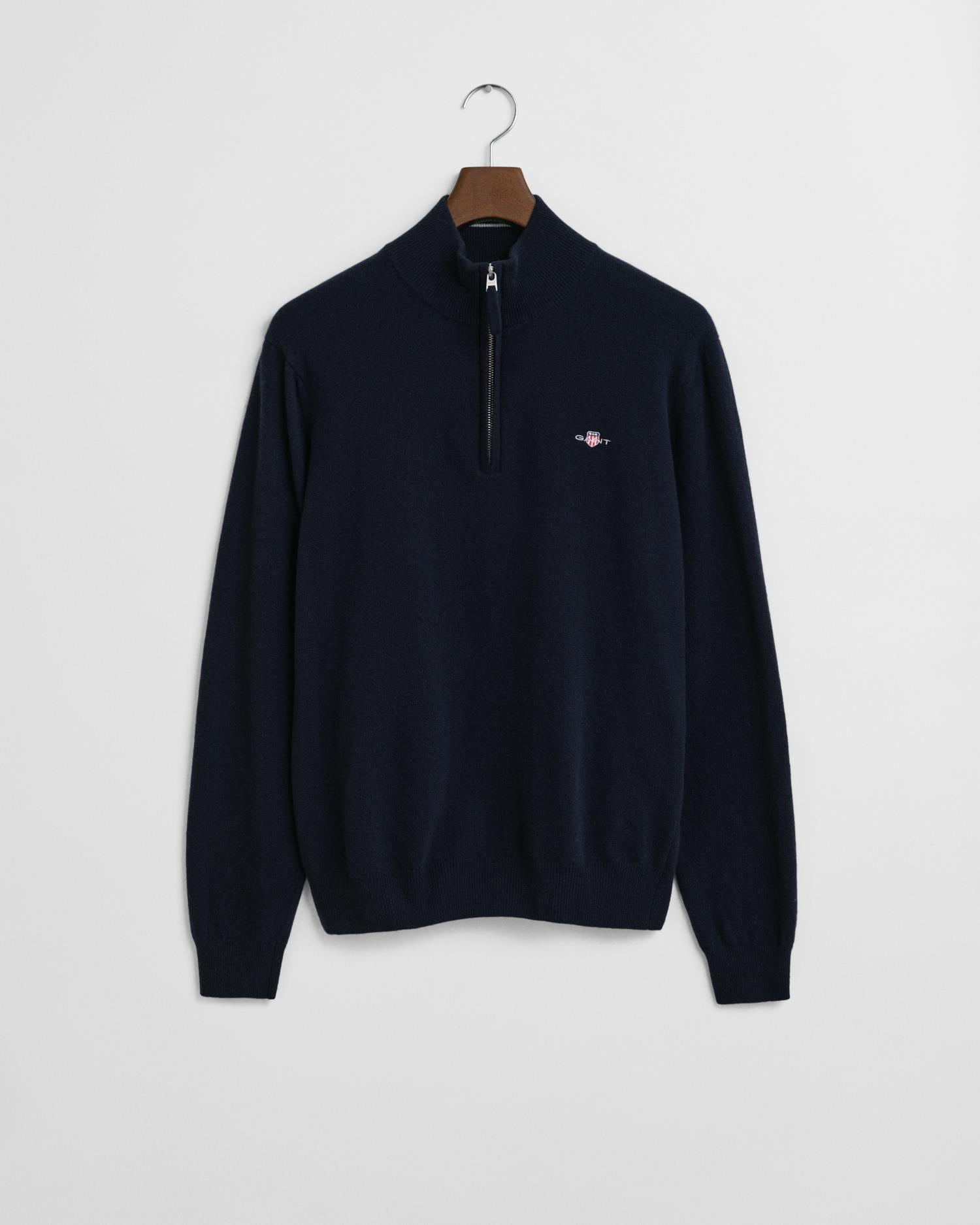 Lammeullsgenser Med Half-Zip Marine