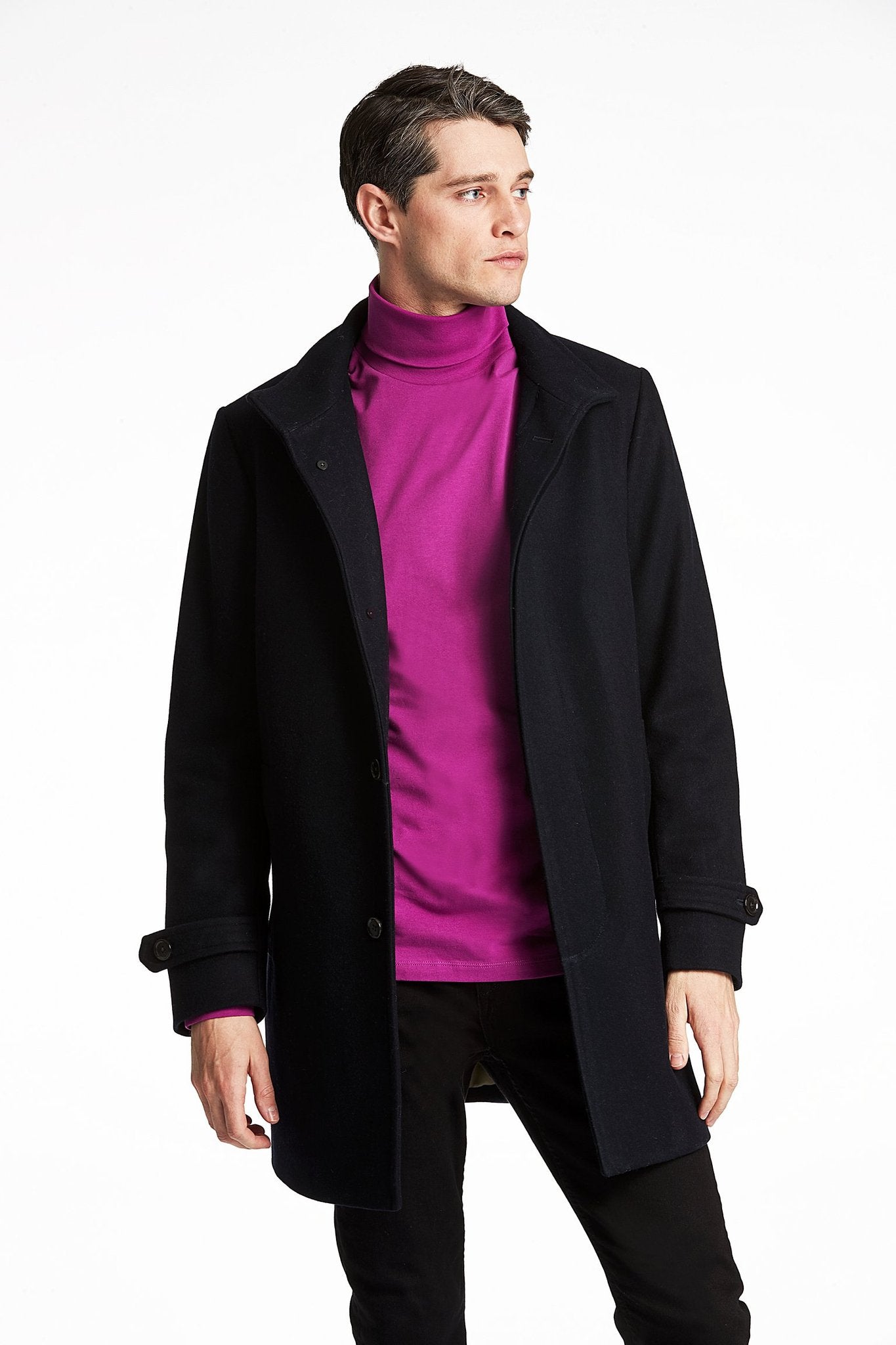 Recycled wool funnet neck Navy