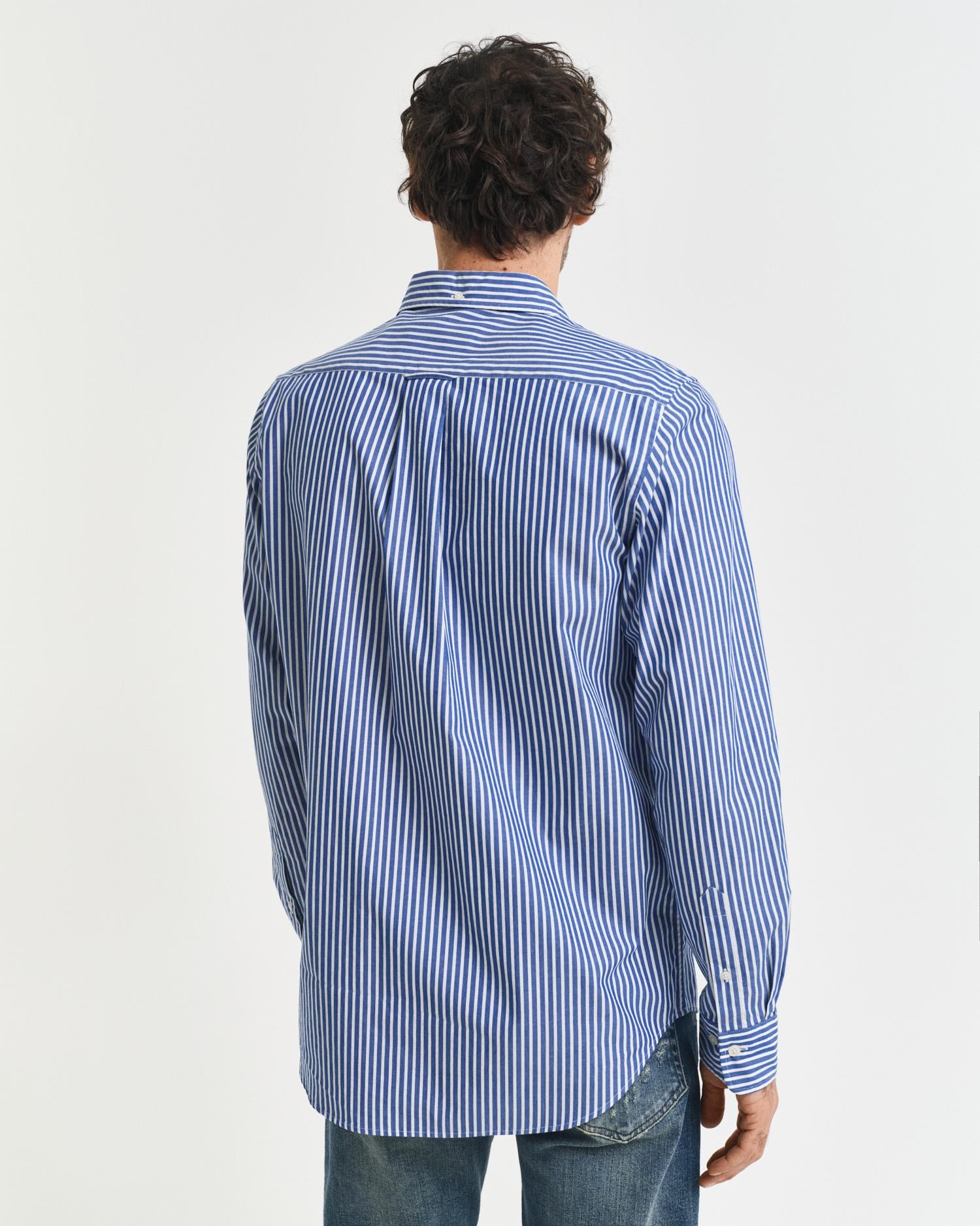Reg Classic Poplin Stripe Shirt College Blue