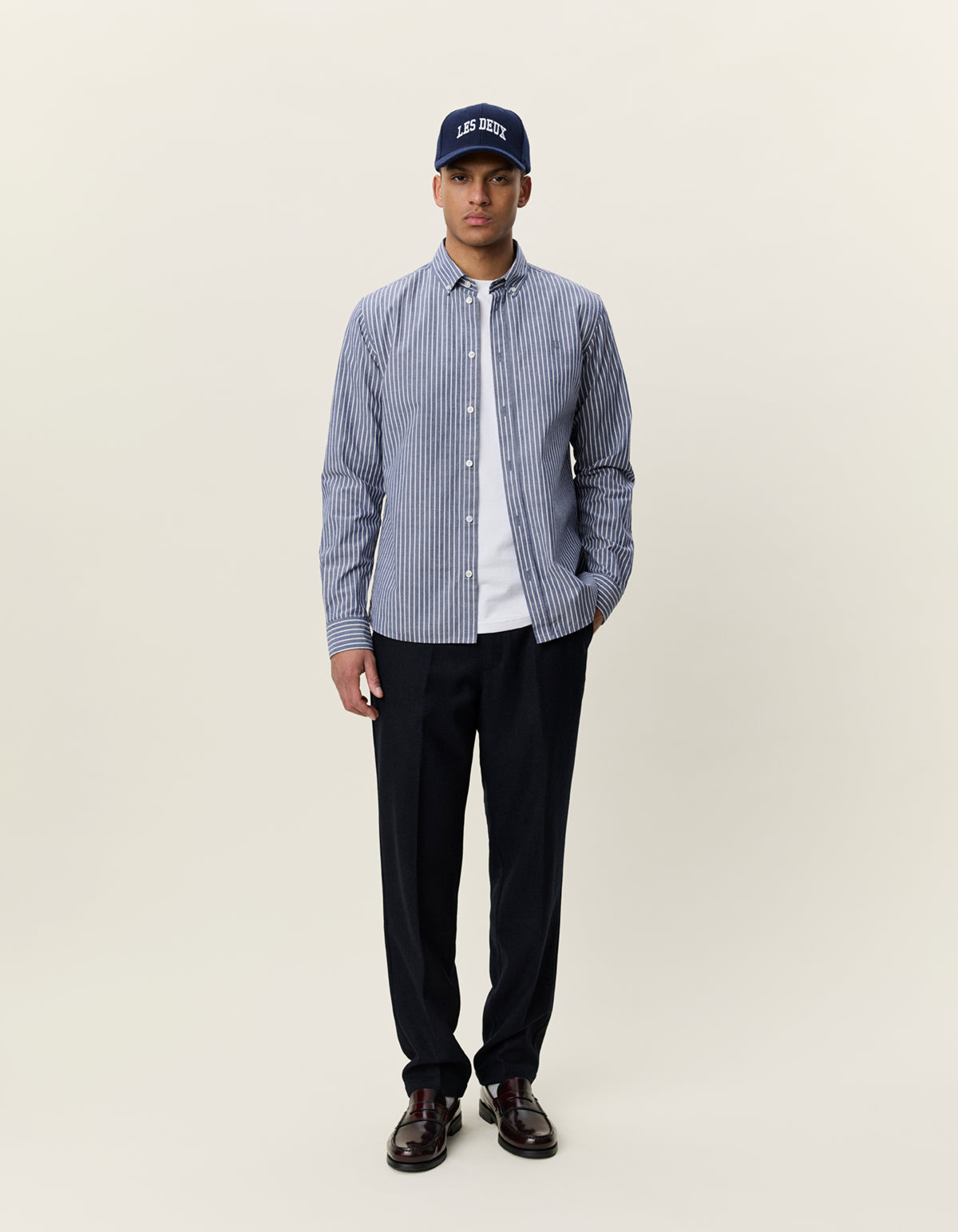 Light Oxford Striped Shirt Blue Print