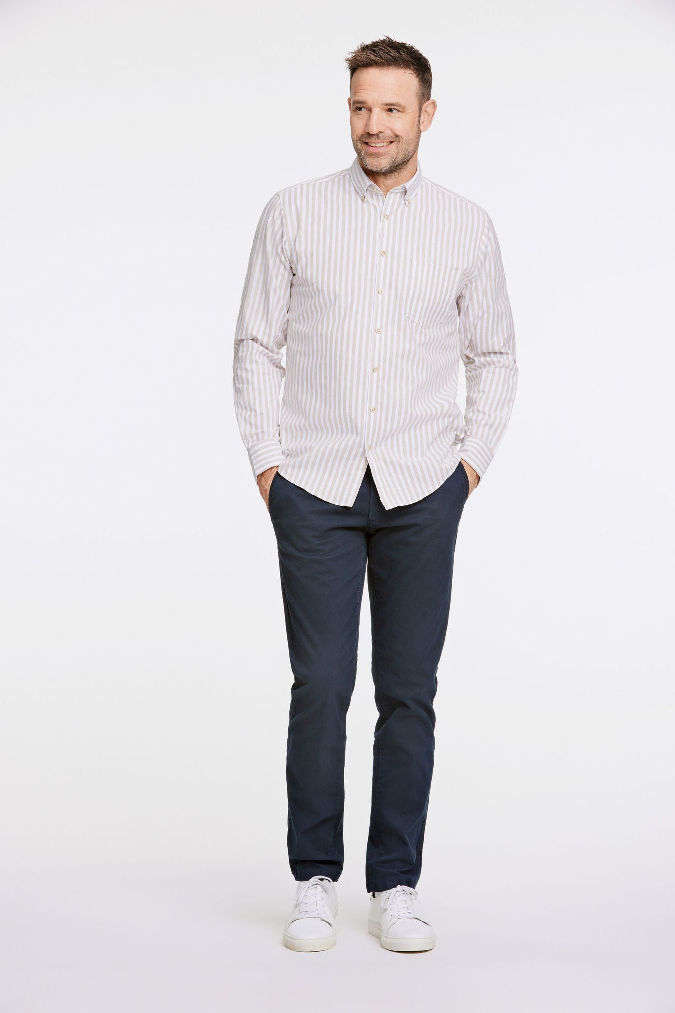 Striped superflex oxford L/S Sand