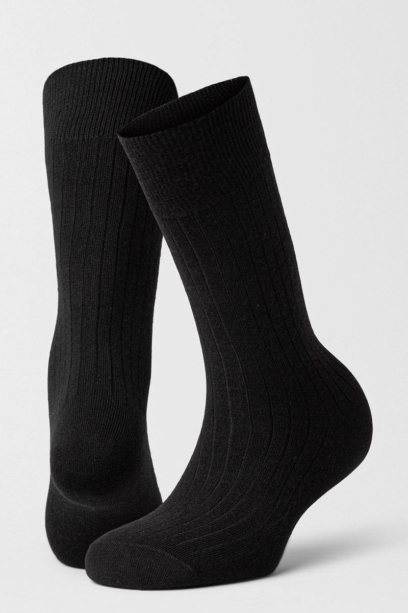 2pk Calle Premium Mercerized Wool Rib Black