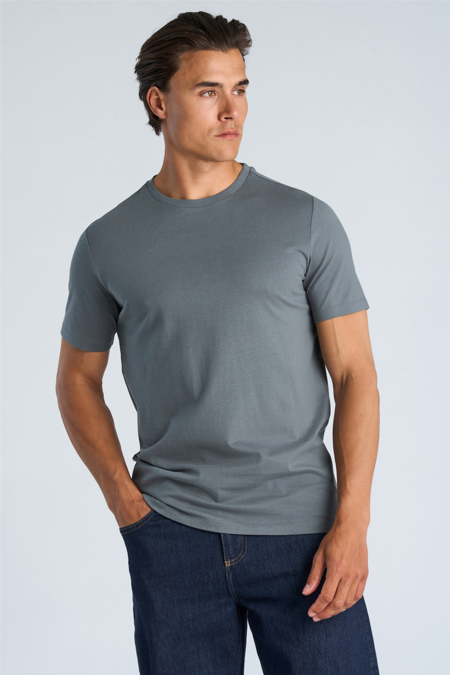 Basic Tee S/s Blue Grey