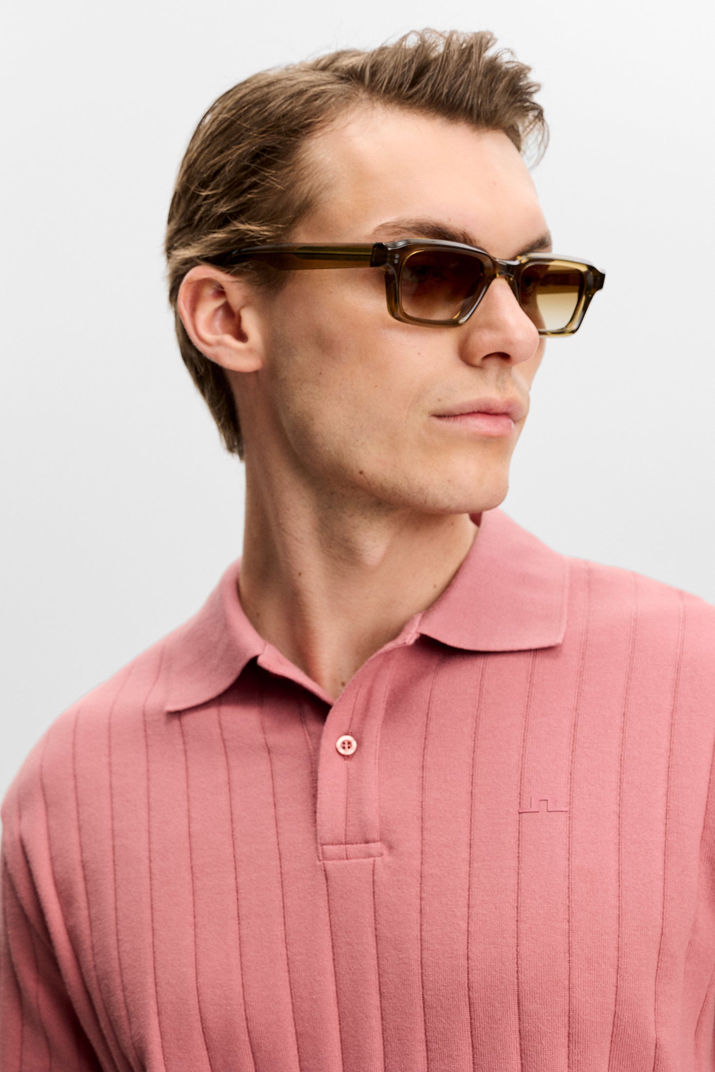 Simon Stripe Polo Withered Rose