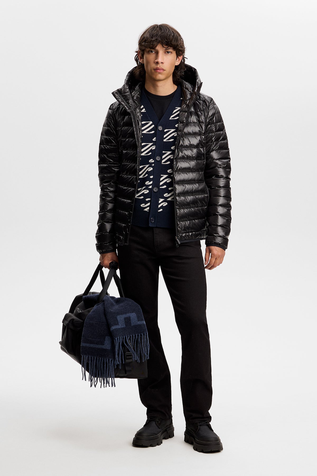 Denny Jacquard Cardigan Navy