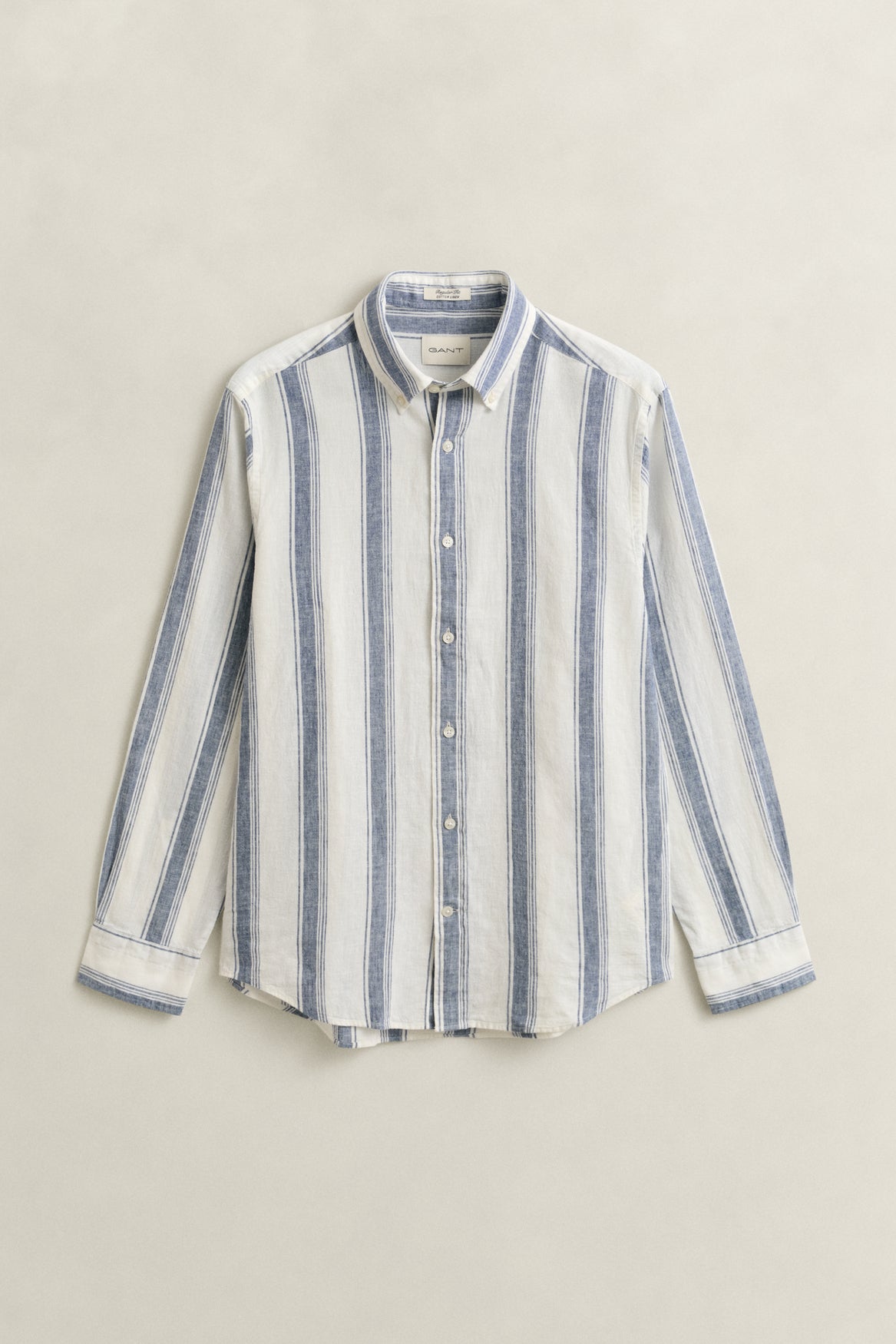 Reg Cotton Linen Stripe Shirt Vintage Blue