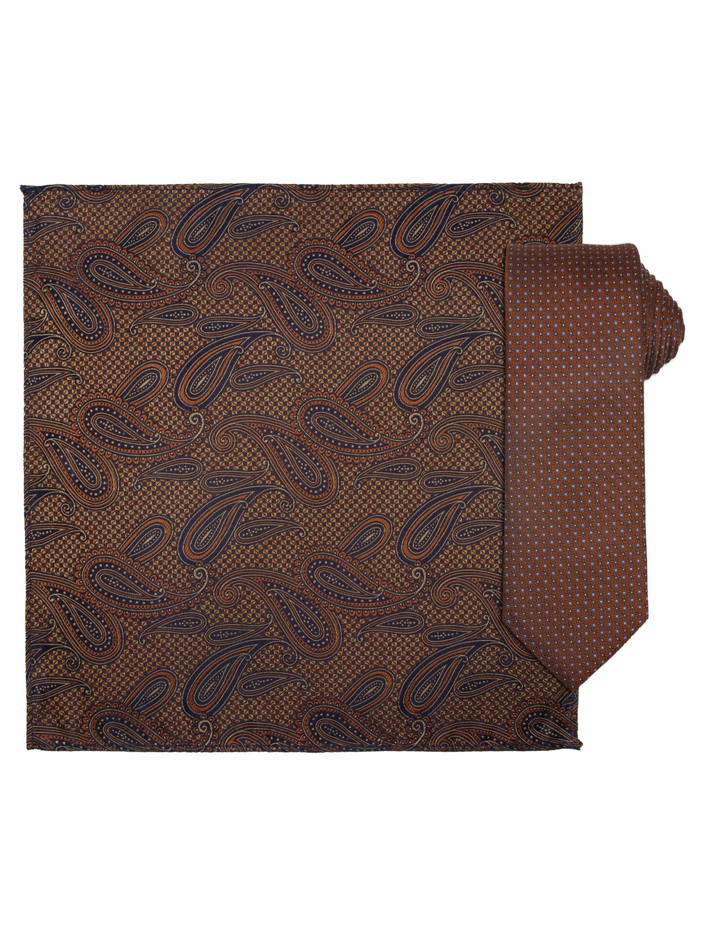 Santi silkeslips+lommetørkle Cognac