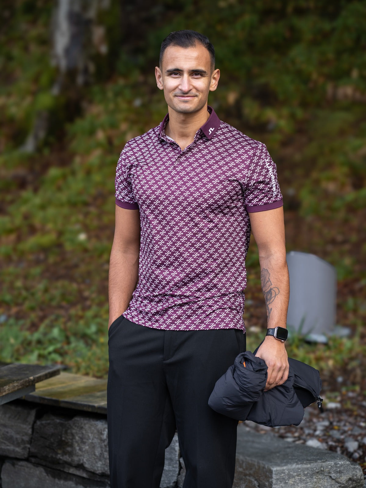 Tour Tech print polo Burgunder