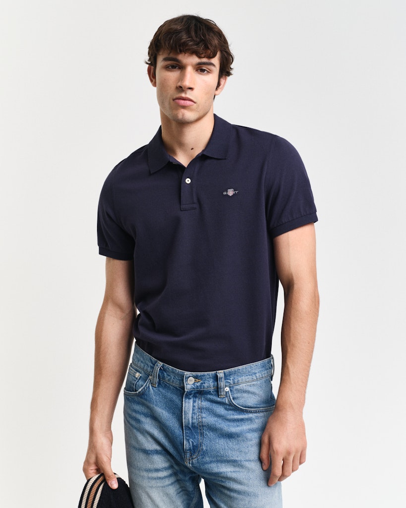 Reg Shield Ss Pique Polo Evening Blue