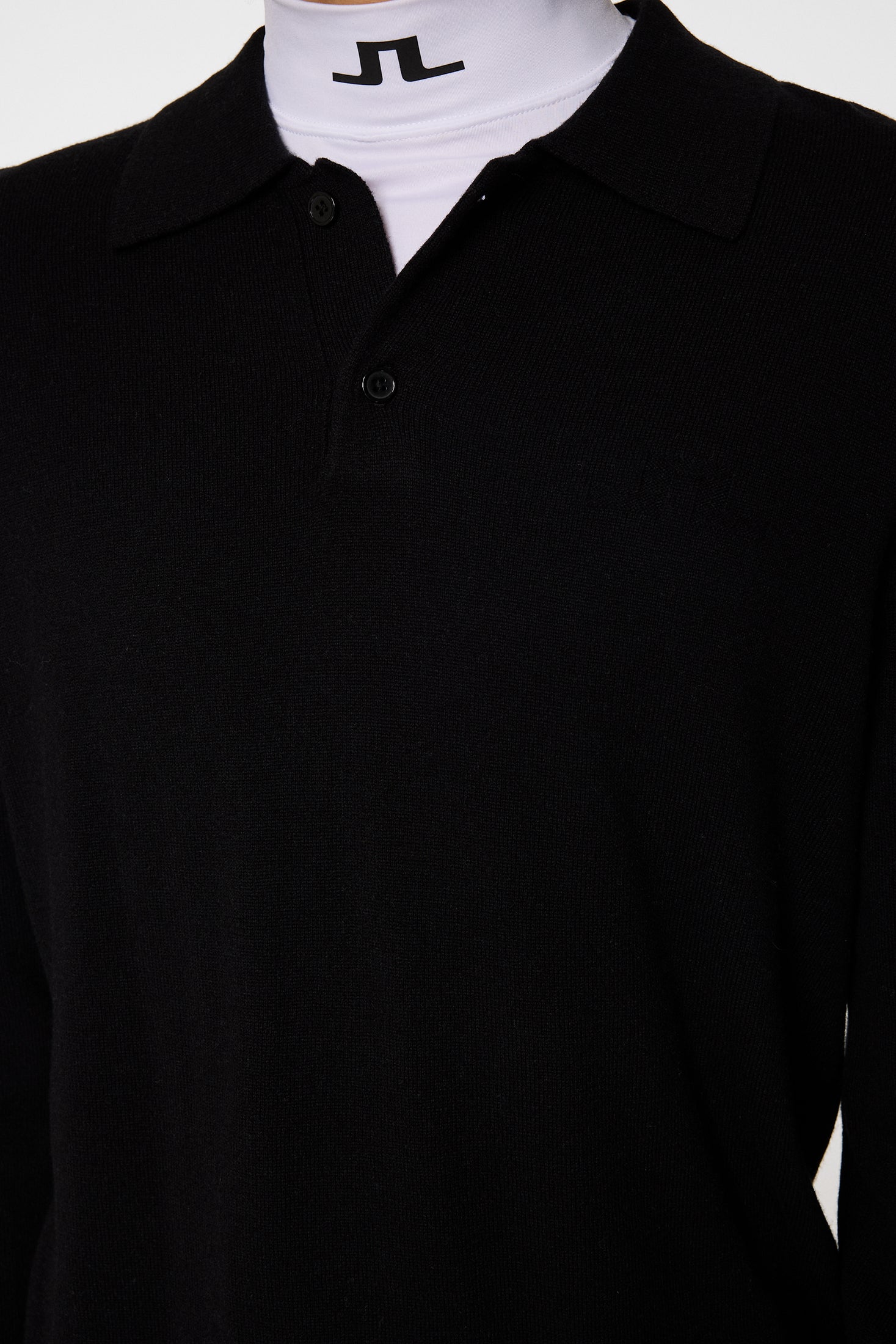 Edgar Knitted Wool Polo Black
